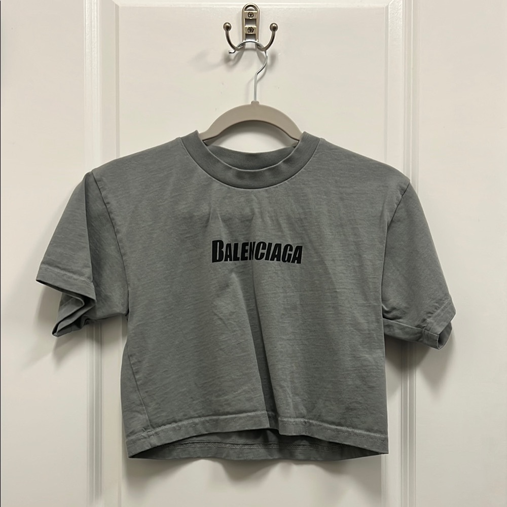 BALENCIAGA Grey Cropped T-Shirt